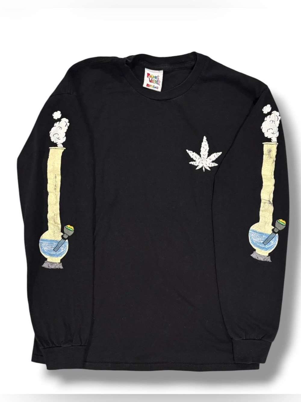 Porous Walker Weed Bong Cloud Long Sleeve Tee Black Medium